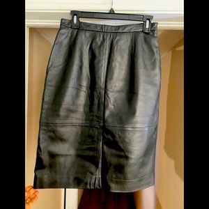100% Black Leather Skirt